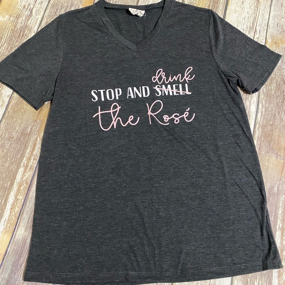 Charcoal v-neck Graphic Tee Small